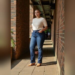 Lane Bryant Bootcut Blue Women's Jeans with crest on pockets Size 26